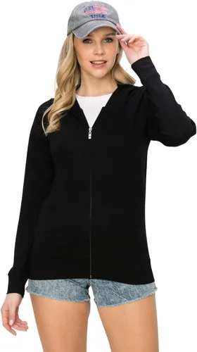 Vista 2 de Chaqueta ligera con capucha de algodón con cremallera, cómoda, casual, para uso diario