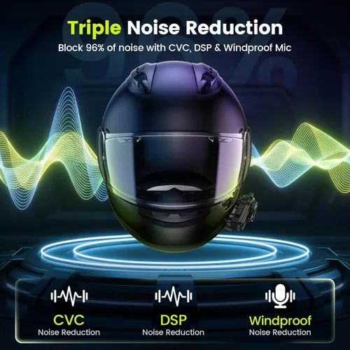 Vista 5 de X10 - Auriculares Bluetooth para casco de motocicleta V5.4, sistema de comunicación de intercomunicación de grupo de 10 jinetes, cancelación