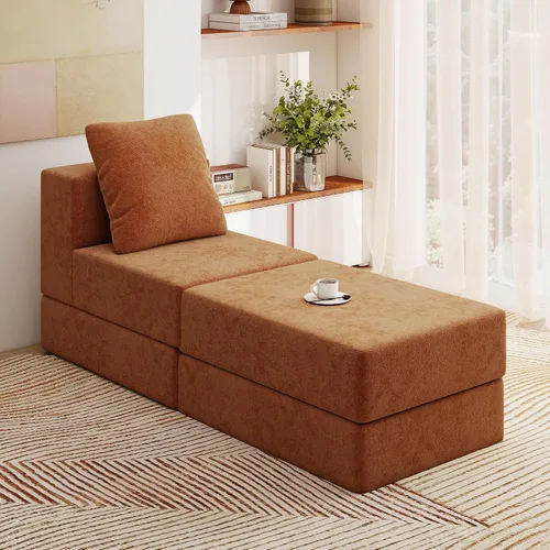 Vista 19 de Living&Giving Sofá seccional en forma de nube para sala de estar, sofá modular sin huesos con 1 otomano, el asiento central se puede combinar