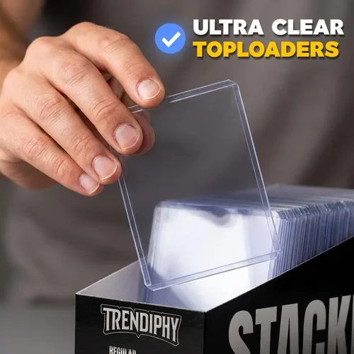 Vista 4 de Paquete de 100 portatarjetas Top Loader con 100 fundas de centavo – Rígidos 3x4 Toploaders con revestimiento de película protectora, protectores