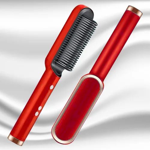Vista 2 de SRIHAIR - Cepillo alisador de cabello con 5 temperaturas, peine de iones negativos, peine alisador eléctrico portátil, cepillo de pelo calentado