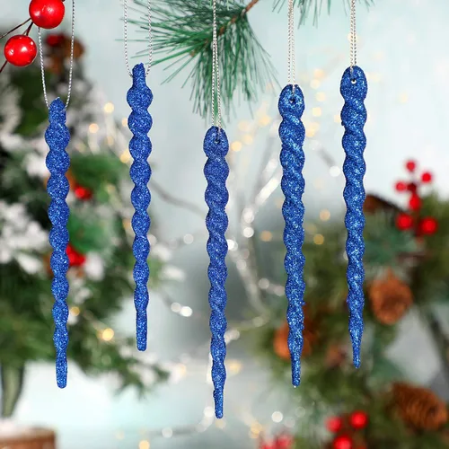 Vista 2 de 30 piezas de carámbanos de plástico trenzados para árbol de Navidad; adornos colgantes para árbol de Navidad, fiesta de Navidad, boda, fiesta