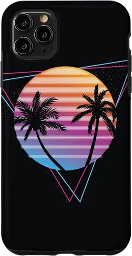 Vista 13 de Palm Sunset 80s Vibe Retrowave Synthwave Aesthetics - Carcasa para iPhone 16