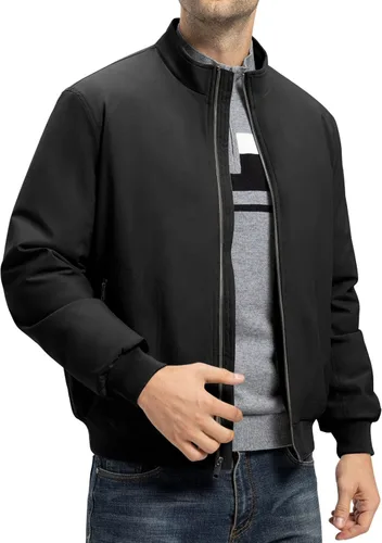 Vista 2 de TBMPOY Men's Winter Lightweight Bomber Jackets Water Resistant Fall Casual Windbreakers Quilted Full Zip Windproof Work Coats