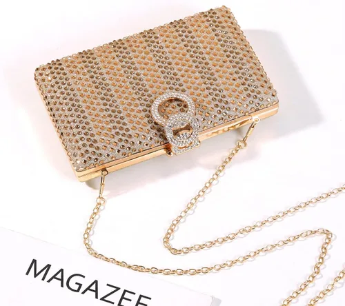 Vista 5 de Dreubea Bolso de mano brillante para mujer con diamantes de imitación
