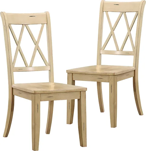 Vista 17 de Lexicon Silla de comedor de madera estilo granja, juego de 2, respaldo cruzado doble, sillas rústicas sin brazos, muebles de cocina y comedor, Negro