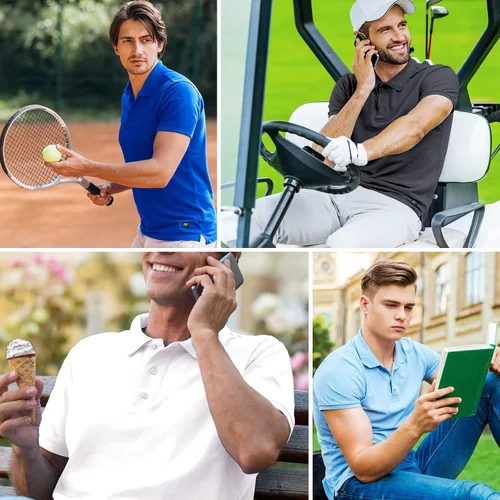 Vista 6 de MIER Polo Shirts for Men Short Sleeve Quick Dry Polyester Collared Shirts Casual Golf Shirts, Moisture-Wicking