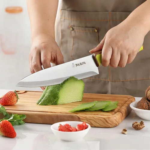 Vista 4 de 3 cuchillos de cocina, juego de cuchillos de acero inoxidable con funda, chef de 8 pulgadas, utilidad de 4.5 pulgadas y cuchillo de pelar de 4
