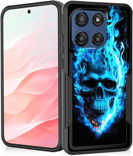 Vista 131 de Funda para Moto G Play 4G 2024, resistente de doble capa híbrida de policarbonato duro, goma suave, a prueba de golpes, funda protectora resistente