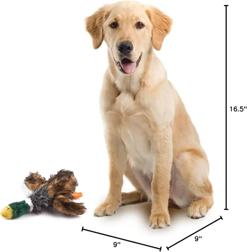 Vista 10 de wangstar Juguete chirriante para perros cachorros, juguetes para mantenerlos ocupados, juguetes de peluche de pato real para perros medianos