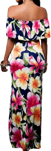 Vista 2 de Happy Sailed - Vestido de punto, estilo metálico, fruncido, con hombros descubiertos, para fiesta de noche, cóctel