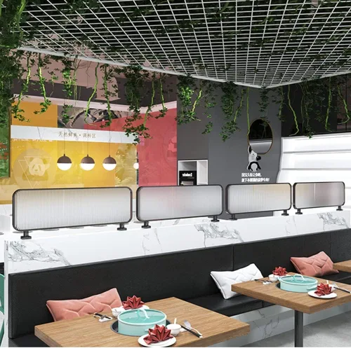 Vista 2 de Paneles de privacidad de pantalla de división comercial, pantalla de protección de plexiglás - Pantalla divisora moderna para oficina, restaurante