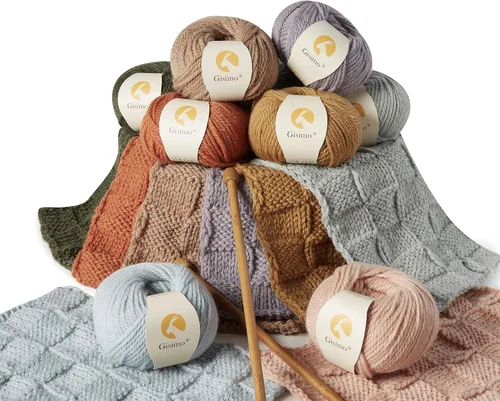 Vista 7 de 100% lana de merino para tejer, 3 capas de lana lujosa y suave para tejer a mano y ganchillo (ámbar, 1 bola)