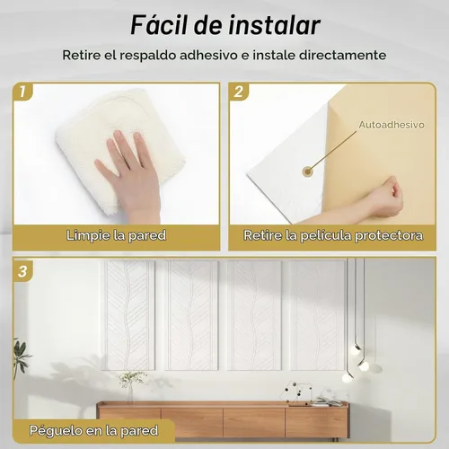 Vista 6 de TONOR 4 piezas de paneles acústicos, paneles de pared insonorizados de patrón de hojas de 47.2" x 23.6" x 0.35", autoadhesivos completos, paneles