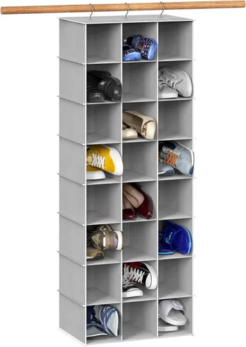Vista 9 de Simple Houseware Estante de 24 secciones para colgar zapatos, organizador para armario, color negro