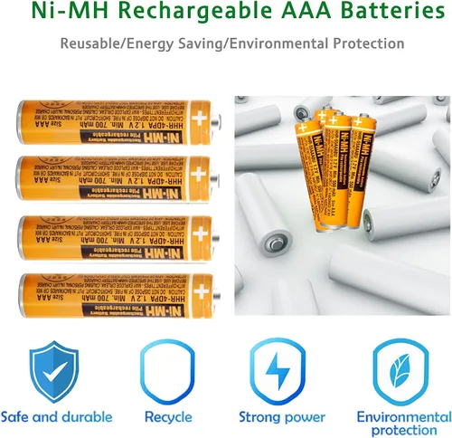Vista 5 de Baterías AAA recargables NI-MH para Panasonic 1.2V 700mAh