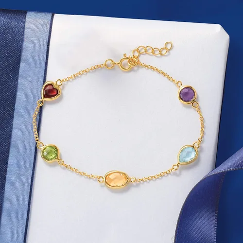 Vista 4 de Ross-Simons 4.20 ct. t.w. Multi-Gemstone Station Bracelet in 18kt Gold Over Sterling