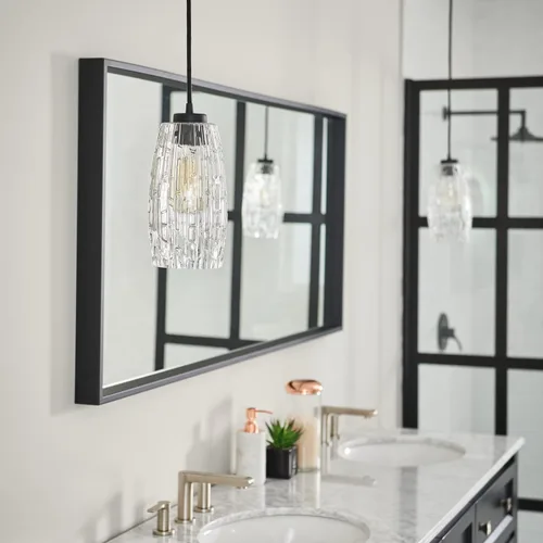 Vista 3 de Capital Lighting 328611BI-450 Dosey Art Deco - Mini colgante de cristal en relieve, 1 luz de 100 vatios, 11 pulgadas de alto x 5 pulgadas de ancho