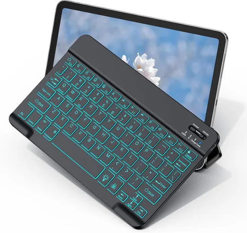 Vista 8 de Teclado Bluetooth inalámbrico para Samsung Galaxy A11+A9+ S10 FE S9 S6 Lite Portátil ultradelgado, recargable tipo C, compatible con Tab S9+ S9