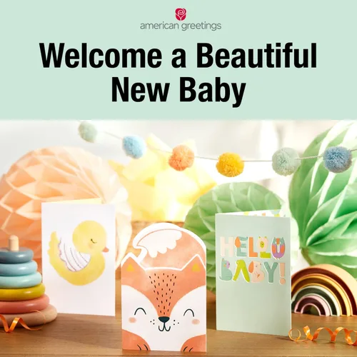Vista 6 de American Greetings Nueva tarjeta de bebé niña (oso con globo)