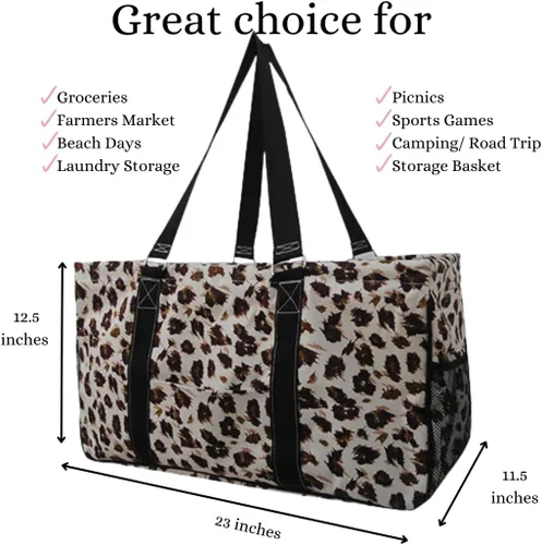 Vista 149 de NGIL Bolsa de comestibles reutilizable extra grande plegable de gran tamaño para comestibles, almacenamiento, picnic, playa, Estampado