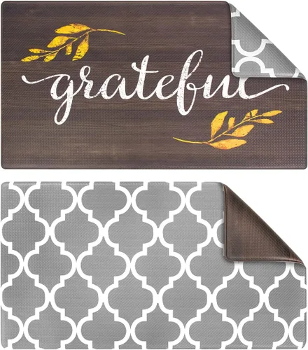 Vista 10 de OPUX - Tapete de cocina antifatiga, reversible, acolchado con espuma viscoelástica, alfombra de cocina, impermeable, antideslizante, cómoda