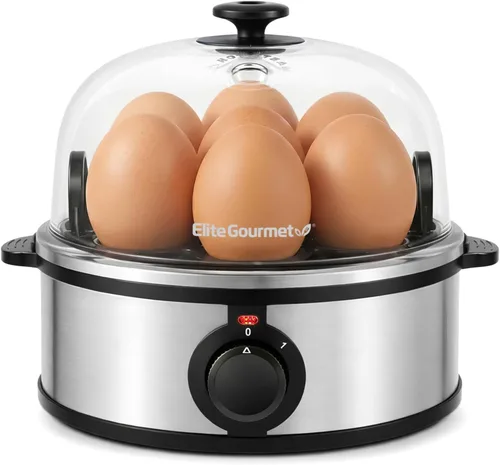 Vista 12 de Elite Gourmet EGC710DKG Cocedor Rápido de Huevos, 7 Huevos Hervidos Fáciles de Pelar, Duros, Medianos, Suaves, Escalfador, Máquina para Omelettes