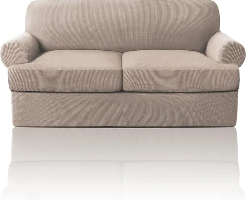 Vista 37 de PrinceDeco Fundas elásticas para sillón de 2 piezas, fundas de sofá para sillas con cojines en forma de T, fundas suaves para muebles con 1 funda
