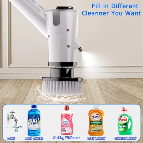 Vista 3 de Limpiador eléctrico giratorio con pulverizador de agua, limpiador eléctrico mejorado para bañera y azulejos con control remoto IPX7 resistente al