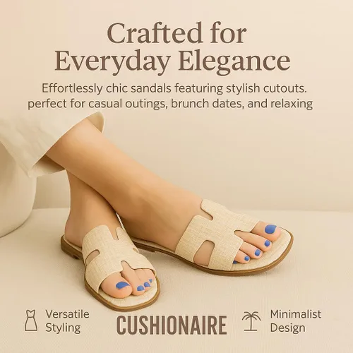 Vista 7 de CUSHIONAIRE - Sandalias Voyage para mujer, con espuma viscoelástica, distintos anchos disponibles