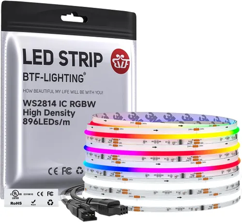 Vista 9 de BTF-LIGHTING Tira LED FCOB COB WS2814 IC RGBW 6000K Flexible de Alta Densidad con Efecto de Persecución de Color Uniforme 3m DC24V 896LED/m 16IC/m