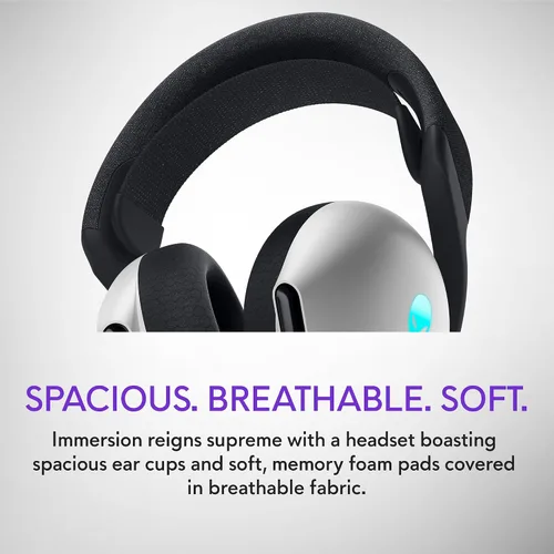 Vista 3 de Alienware AW720H Auriculares inalámbricos para juegos de modo dual - Sonido espacial Dolby Atmos, inalámbrico 2.4 GHz, cable de conector de 0.138