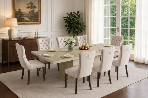Vista 26 de Henf Juego de mesa de comedor extensible de 5 piezas para 4, mesa de cocina de imitación de mármol de 63"-79" con 4 sillas negras, juego de mesa