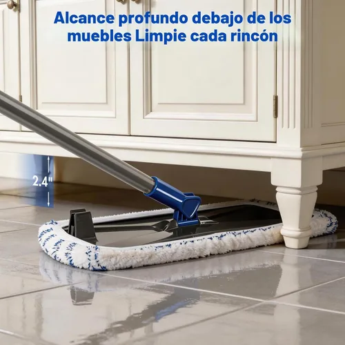 Vista 6 de Masthome Trapeador plano grande de 16 pulgadas, 3 almohadillas de fregona de microfibra