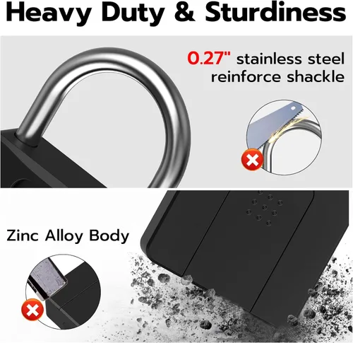 Vista 4 de Candado de huellas dactilares, Dhiedas Pad Lock con huella dactilar Bluetooth llave impermeable resistente cerradura de combinación para valla al