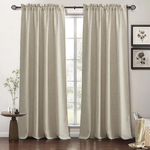 Vista 40 de RYB HOME - Cortinas de lino texturizado semitranslúcidas, privacidad media, filtro de luz, decoración de ventana para dormitorio/baño/sala de estar