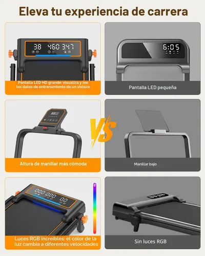 Vista 5 de Treadmill Walking Pad with 15% Incline/Handle Bar/2 LED Display, 3.5HP Portable Treadmills for Home Small, Foldable Walking Pad Treadmill 350+lb