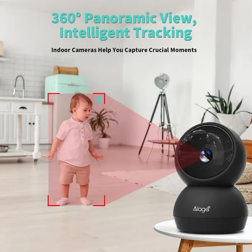 Vista 6 de Cámara de seguridad, cámara de seguridad interior HD 2K, cámara panorámica/inclinable de 360 grados para mascotas, WiFi 2.4G y 5G, detección