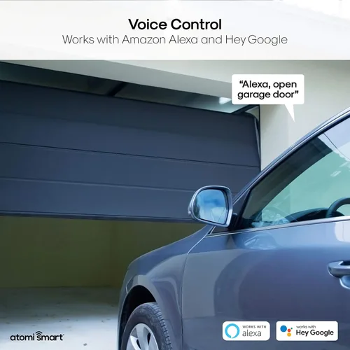 Vista 4 de Atomi Smart Abridor de puerta de garaje: cámara integrada, compatible con WiFi, compatible con Alexa, Google Assistant, iOS, Android y la aplicación