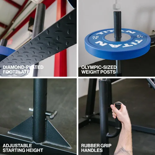 Vista 4 de Titan Fitness Máquina de prensa vertical de piernas, entrenamiento de fortalecimiento de piernas para gimnasio en casa, prensas de alta intensidad