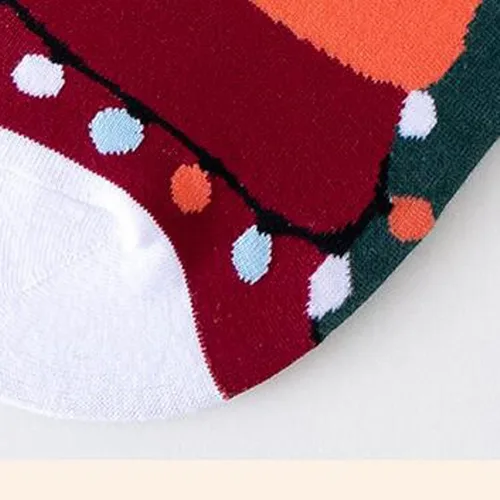 Vista 5 de Shiyingl Calcetines de Navidad para mujeres y hombres, calcetines de retazos estampados gráficos de Navidad de tubo alto, calcetines