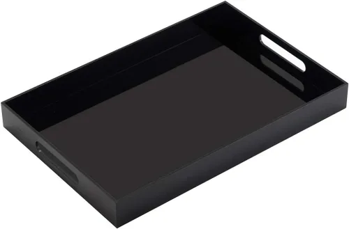 Vista 19 de KEVLANG Bandeja de acrílico transparente resistente con asas, bandeja organizadora de encimera de 8 x 8 x 2 pulgadas de alto para cocina, baño