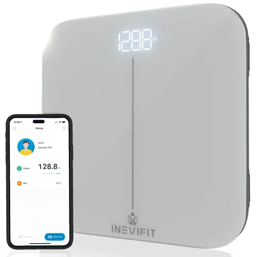 Vista 7 de INEVIFIT - Báscula inteligente de grasa corporal; analizador digital de composición corporal Bluetooth de alta precisión que mide peso, grasa