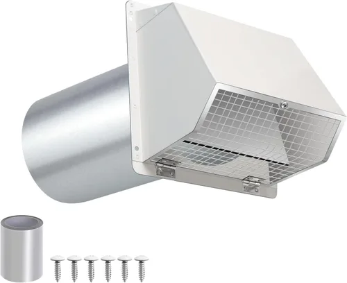 Vista 20 de Cubierta de ventilación para secadora de 3 pulgadas, rejilla de ventilación de pared con pantalla y amortiguador, cubierta de ventilación exterior