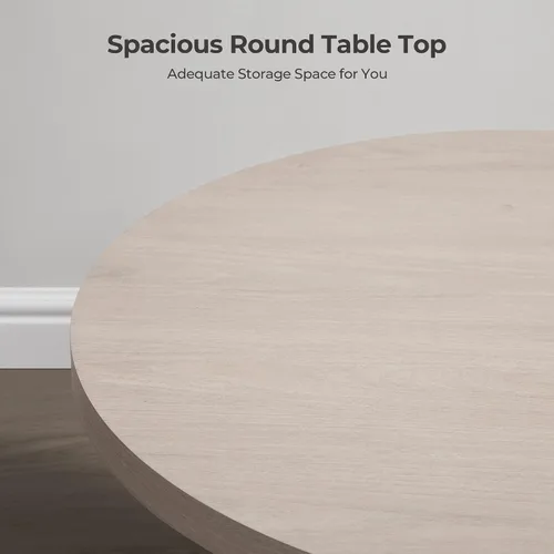 Vista 4 de SICOTAS Mesa de centro redonda para sala de estar, mesa de centro acanalada moderna de 32 pulgadas con almacenamiento, mesa de comedor de té