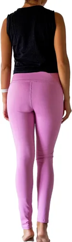 Vista 3 de Leggings de cintura alta para mujer, cómodos y elegantes pantalones de yoga con tela que absorbe la humedad (talla única, mediana y grande, morado)