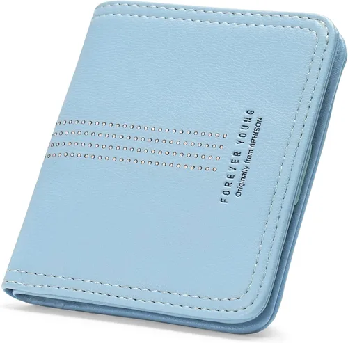 Vista 9 de APHISON Cartera de mujer con diseño de dibujos animados para niñas, diseño de doble tirón, multifuncional, Hodlers, 04A125BLUE