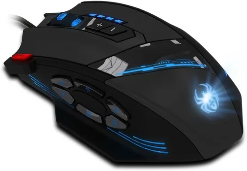 Vista 2 de zelotes Professiona - Mouse para juegos con cable, 4800 DPI, 12 botones programables, ajuste de peso, alta precisión, retroiluminación multimodos