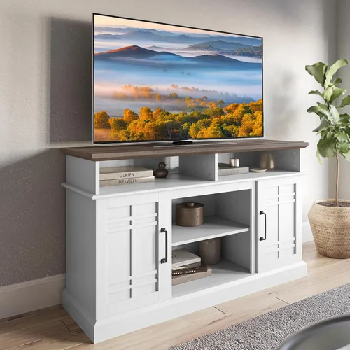 Vista 11 de BELLEZE Moderno Soporte de TV de Madera Estilo Granja de 48" y Centro de Entretenimiento Multimedia Mesa Consola para TVs hasta 50 Pulgadas