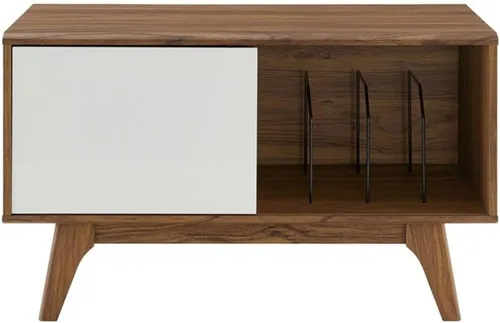 Vista 4 de Modway Envision Mid-Century - Soporte moderno para discos de vinilo de 37 pulgadas, 37 pulgadas, color blanco nogal